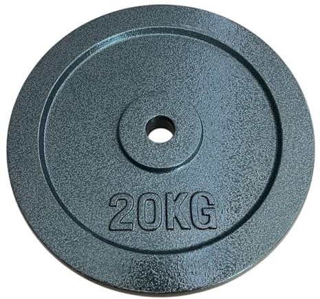 Chase Fitness Cast Iron Weight Plates, 1.25kg - 20kg, 1-Inch Hole, for Barbell and Dumbbell Training (20KG X 1)