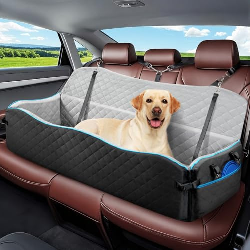 Tivray Seggiolino Auto per Cani, Trasportino per Cani Auto con Cintura di Sicurezza, Lettino Fino a 120 Libbre, Coprisedili Staccabili con Cuscino in Schiuma Morbida, Nero & Grigio
