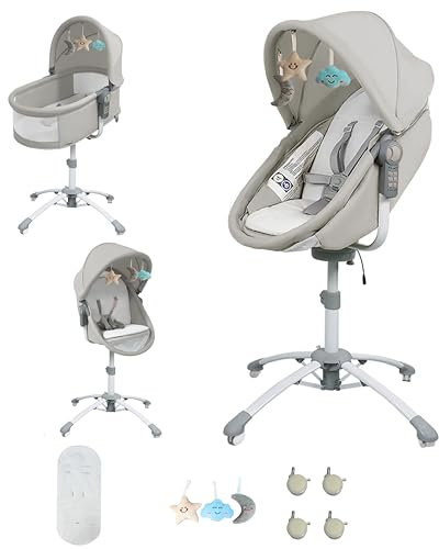 MoLi 3 in 1 Beistellbett Baby, Multifunktional Babybett, Höhenverstellbar Stubenwagen Baby, Klappbares Babys Reisebett (F002 Grey)