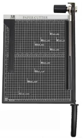 15 inch Guillotine Paper Cutter, LOTHANEK Heavy Duty Metal Base Cutting Machine B4 A4 Paper Trimmer with Guide Ruler, Cutting 15 Sheets for Commercial Home Office (Black)