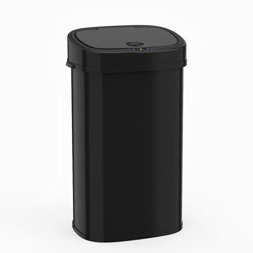 COSTWAY Mülleimer mit Sensor, 58L Abfalleimer Küche, 2 Fächer Mülltrennsystem für Recycling und Restmüll, automatischer Küchenabfalleimer mit Softclose-Deckel, schwarz