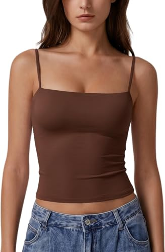 Xiaoliny Vest Tops Women UK Sleeveless Square Neck Tank Top Slim Fit Spaghetti Strap Camisole Summer Y2K Going Out Tops Double-Layer Stretchy Basic Vests Sexy Backless Cami Top Casual Outfits