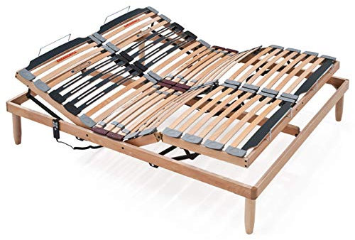 Evergreenweb Elektrischer Lattenrost 180x200 cm, Orthopädisch mit motorisierter Kopf und Fußteilverstellung, Holzlattenrost mit Verstärkte Füße Angebot 3-Zonen-Steifigkeitsregler, Modell Lemon