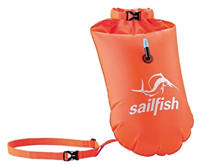Sailfish® Open Water Safety Buoy | Aufblasbare Schwimmboje mit Taillengürtel & wasserdichtem Fach für Wertsachen | Safety Buoy Open Water & Triathlon | Hohe Sichtbarkeit & Sicherheit beim Schwimmen