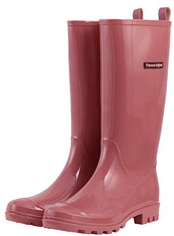 planone Tall Rain Boots Women Fashion Waterproof Boots for Women Light Outdoor Garden Shoes Muck Boots for Ladies Non Slip Work Shoes Rubber Boots with Premium Comfort Insole
