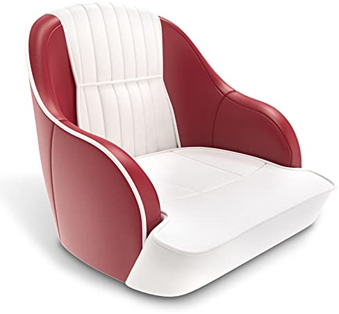 Leader Accessories Pontoon Captains Bucket Seat Boat Seat (C - White/Red)