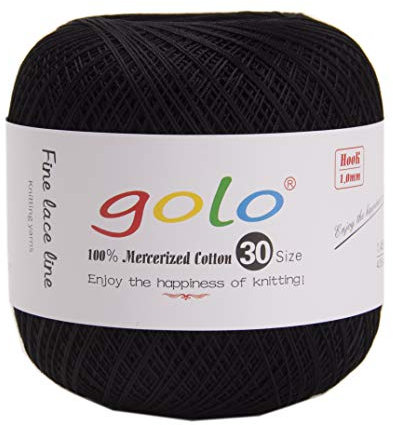golo Häkelgarn 30 für handgestricktes Häkelgarn Gewinde häkeln Schwarz 310