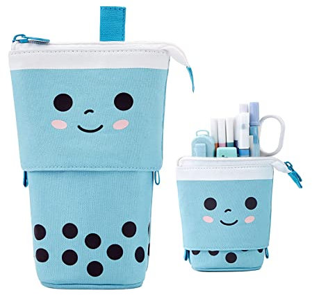 YeahBoom Federmäppchen Reißverschluss,2-in-1 Schlampermäppchen und Stifteköcher,Federmäppchen Mädchen,Ständer Bleistifthalter,Teleskopisch Mäppchen,Stifteköcher für Teenager Schülerin