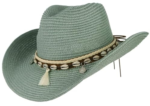 GEMVIE Sombreros de Paja para Mujer Sombrero de Sol Gorra de Playa con Cinta de Concha + UPF50 Ajustable y Empacable Mujer Sombrero de Verano Fedora Trilby