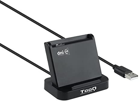 TOOQ TQR-220B - Lector Externo de DNI Electrónico y Tarjetas Inteligentes (DNIe) DNIe Vision, USB 2.0 con Conector USB-A, Compatible con Mac y Windows (España), Color Negro