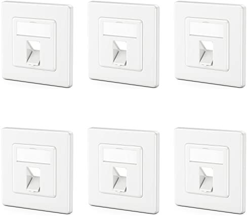 deleyCON 6x 1 Port LAN Junction Box Data Socket Flush-Mounted Socket for Keystone Module 45° Angled Outlet for Keystone Modules with e.g. RJ45 Coaxial F-Connector RJ-11 RCA Jack Toslink PS2