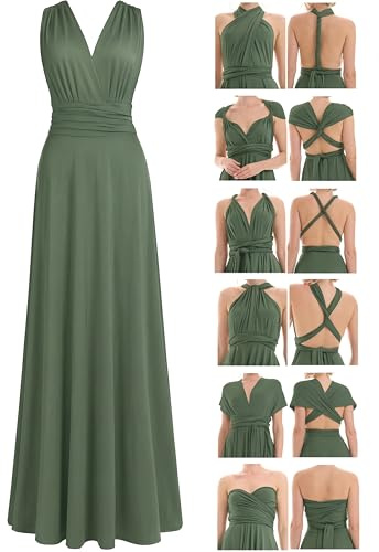 Juvell Vestido de Dama de Honor Largo Infinity Dress Maxi para Boda - 1000 | Vestido cruzado multiuso, elegante y festivo, para bodas, bailes de fin de curso y damas de honor