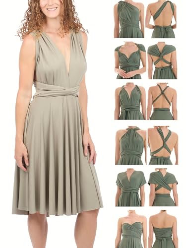 Juvell Infinity-Kleid kurz - Brautjungfernkleider Midi - Infinity Dress - Hochzeit - Elegantes Cocktailkleid-Abendkleid-Abschlussball - 1100 (40-44, Hellgrün)