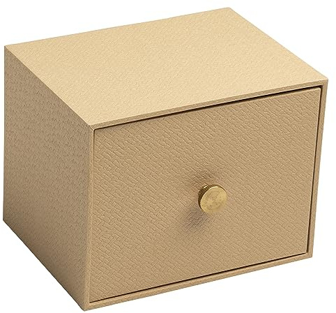 EXACOMPTA - Rif. 78602E - Scatola per foto con cassetto Office By Me con 4 divisori per schede A6 o foto, 11 x 15 cm o 10 x 15 cm, rivestita in carta effetto tessile beige