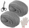 Anseom Lana de Acero Grados de Grueso 0 2 Pieza Limpiar Lana de Acero 100g Lana de Acero Grueso 0 Contra los Roedores con Guantes Tijeras para Mantenimiento y Acabado de Madera Vidrio