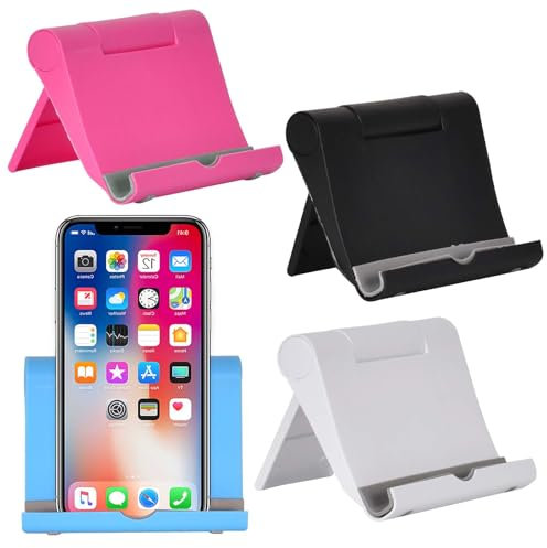 Cleminsta Handyhalterung 4 Stück Handy Ständer Faltbar, Handyhalter Tisch, Handy Halterung, Verstellbare Handyhalterung Tisch, Kompatibel Mit iPhone, Ipad, Samsung, Huawei, U. Vielen Mehr (4 Farben)