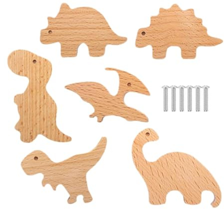 Boutons de commode pour animaux – Boutons de tiroir en bois de 6 pièces, poignées pour tiroirs portables pour enfants | Bouton multifonction en bois unique pour enfants, boutons multifonctionnels pour