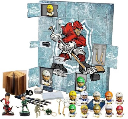 Hockey-Adventskalender 2024, Miniatur-Hockey-Ornament, 24 , Weihnachts-Countdown, Miniatur-Hockey-Ornament, Urlaubs-Adventskalender 2024 für Zuhause