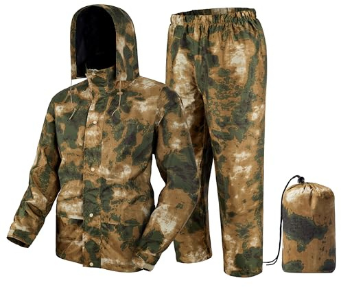 Fousam Rain Suit, Rain Gear for Men Waterproof, Camo Rain Jacket, Lightweight Raincoat
