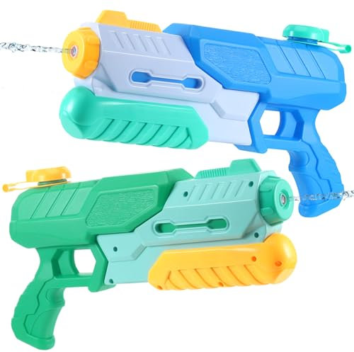 2 Stück Wasser Guns, Wasserpistole Kinder, 450ML Kühles Wasserpistolen, Lustige Wasserpistole Pool Strandspielzeug Kinder ab 3 4 Jahre, Auslaufsicherer Wasserspritzpistole
