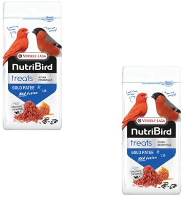 Versele-Laga NutriBird Treats Gold Patee Red Fusion | Paquete Doble | 2 x 250 g | Alimento complementario para periquitos Rojos | Humedecido con Miel 100% Natural | Contiene lisina y metionina