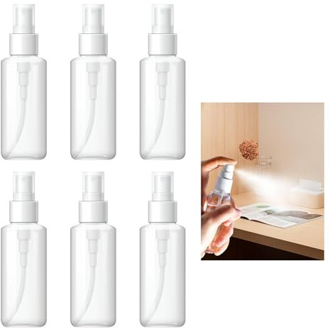 6 Pezzi Flacone Spray Vuoto, 20ml Bottiglia Spray Flaconi Vuoto Riutilizzabile Tomizzatore Plastica Trasparente Portatile Vuota Erogatore Spruzzino Nebulizzatore per Liquido Viaggio Cosmetico Profumo