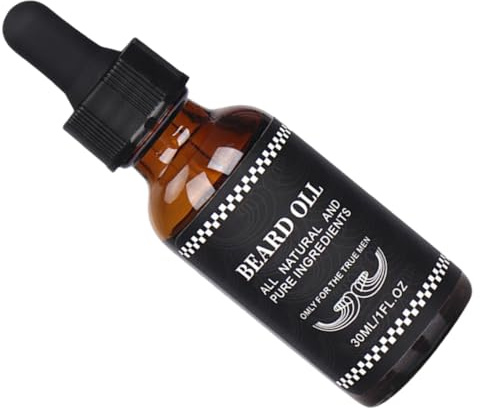 POPETPOP Aceite para Bigote Cuidado del Vello Facial, Fluido Nutritivo 30 Ml en Botella de Vidrio, Fácil de Llevar, para Hombres