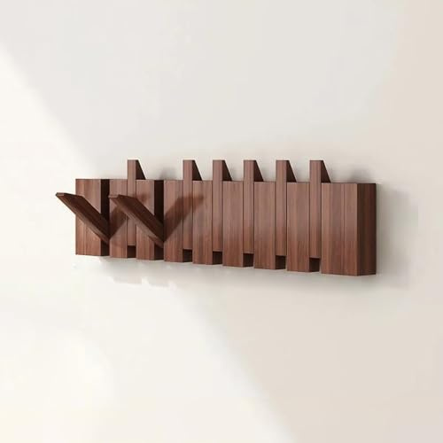 Perchero de Pared de Haya, con Gancho Abatible con Diseño de Teclas de Piano, Perchero Compacto para Abrigos Bolsos y Sombreros en la Entrada, para Armario Cocina Dormitorio y Baño(Brown,8 hooks)
