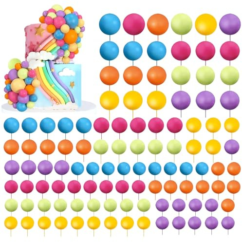 Decorazione per torte a sfera, 108 pezzi di decorazione per torte a sfera, decorazione per cupcake fai-da-te, mini palloncino per torte a sfera per decorare torte per matrimoni e compleanni (6 colori)