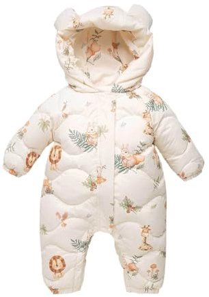 Tuta Invernale Neonato Pagliaccetto Capispalla Imbottiti Bambino Tutine da Neonato con Cappuccio Casual Tuta Bambino in Cottone Morbido Caldo Piumini Maniche Lunghe Neonata per 0 Mesi-3 Anni