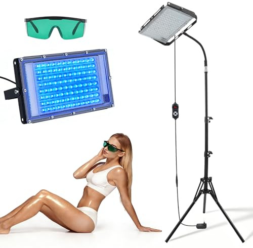 Lampe de Bronzage pour la Maison, 45W Lampe UV Bronzage Visage Portable Convient au Visage et au Corps Lampe UV Bronzage avec Support Réglable et Lunettes Solariums et lampes UV