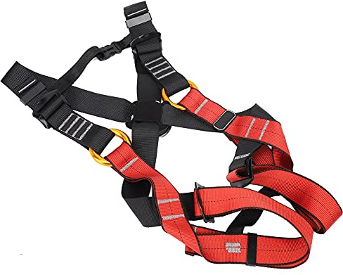 Children Full Body Climbing Harness Safety Belt for Rock Climbing and Hiking, Black Red Polyester, Suitable for Ages 3-14 (Black and red large size (10-14 years old))