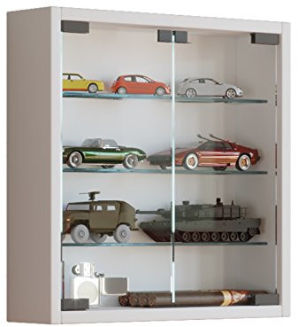 VCM 912942 Vitrine Sammelvitrine Wandvitrine Wand Schrank Regal Hängeregal Hängevitrine Holz Weiß 40x40x10 cm Mandosa S
