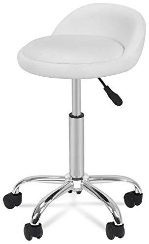 HomGarden - Taburete giratorio hidráulico ajustable para salón de masajes, oficina, spa, tatuaje médico, silla con cojín para respaldo y ruedas