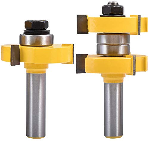 KATUR Nut- und Federfräser-Set, 1/2-Zoll-Schaftfräser, Holzfräser, neue Holzbearbeitungswerkzeuge, 3 Zähne T-Form (1/2 Schaft, 1/2 Zahnbreite, 1/2Zahntiefe )