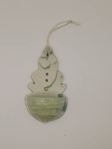 Acquasantiera in ceramica Nerikomi bianca e verde - vasca tonda