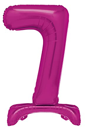 Unique Hot Pink Standing Number 7 Foil Balloon 30, Packaged