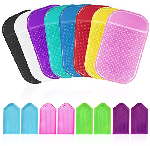 SENHAI 8 Stück Anti-Rutsch-Werkzeuge Klebematte für Diamant-Malerei, mit 8 Diamant-Tablett, rutschfeste Universal-Gel-Pad zum Befestigen von Tabletts, 5D-Diamant-Malerei Zubehör für Kinder