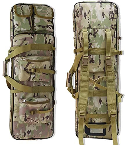 Doppel Waffentasche Gewehrtasche Langwaffentasche Double Rifle Bag Mit Weich Gepolstertem Schutz mit Justierbarem Schultergurt für Langwaffen Luftgewehr Gewehr Jagd,Camo,120cm
