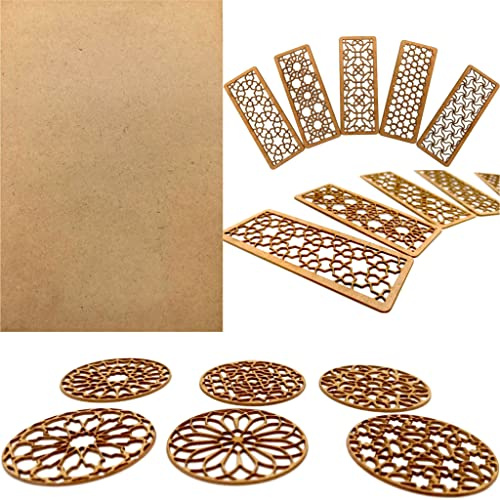 Panneau MDF en bois A4 | 300 x 210 x 1,2 mm Découpe laser 10 W 20 W 30 W 40 W CNC Routeur, modélisation, ajouré, bricolage, travaux manuels, finition polie, haute densité, bois de qualité (30)