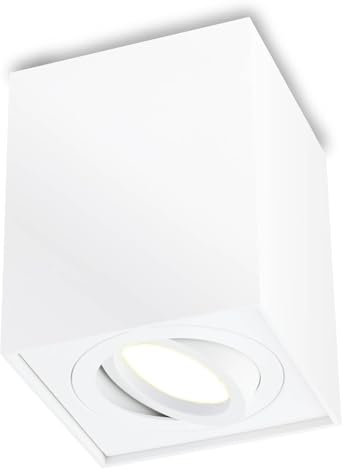 Lumiled Aufbaustrahler Aufbauspot, Aufputz Deckenlampe, Aufbauleuchte Deckenspot, eckig, schwenkbar 15°, weiß, Spot Downlight aus Aluminium, GU10 Fassung, 230V, Länge: 8,5cm, Höhe: 11,5cm