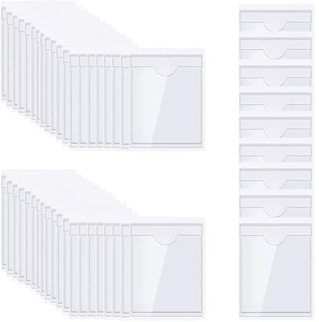 Visitenkartentaschen Selbstklebend Transparent | mit Daumenausstanzung oben | Transparent | 80 Stück | Visitenkartenhüllen zum Einkleben | Kartenhüllen zum Kleben(Size:22.5 * 31.5CM)
