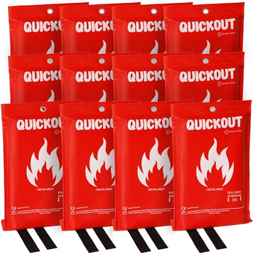 C CRYSTAL LEMON Crystal Lemon Feuerlöschdecke, 12 Stück, 99 x 39 cm, Mehrzweck-Notfall-Feuerlöschtücher, groß, hochwertige Glasfaser-Brandschutzabdeckungen für Zuhause und Büro, CL-Fire-01