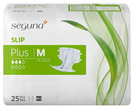 SEGUNA Slip Plus, Inkontinenz Windeln für Erwachsene, Frauen, Männer, Windeln bei mittlerer Blasenschwäche, Stuhlinkontinenz (M (Beutel 25 Stück))