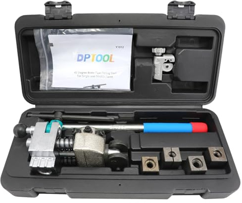 DPTOOL Kit de herramientas de ensanchamiento de línea de freno, bengalas simples de 45 grados, doble y de burbujas, línea de freno y herramienta de ensanchamiento de tubos para tubos de 3/16, 1/4,