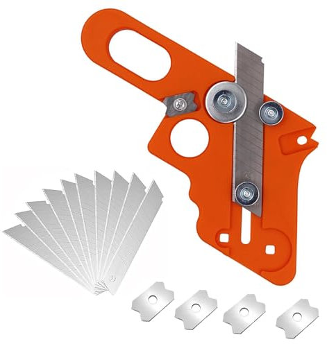 Yuentoen Coupe-bordure pour bordures, coupe-bordures, avec 10 lames de rechange, rabot à une main, rabot à chanfrein, outil de coupe manuel pour bandes de bord en bois