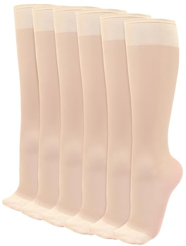 Kiiwah 6 Pares Medias Mujer 20 Den, Nailon Calcetines Transparentes Cortas, Transpirable y Finos (Nude)