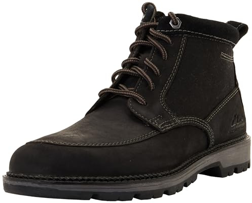 Clarks Botas Chukka Maplewalk Rise para hombre, cuero negro, talla 8.5, Piel negra, 42.5 EU