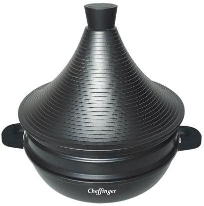 Cheffinger 4-in-1 Tajine-Topf-Set, 28 cm, Marmorbeschichtung, Aluminium-Guss, für alle Herdarten