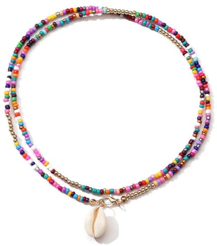 JEYORZY 1 pcs Collar Surfer para Mujeres, de Concha de Mar, Gargantilla de Conchas de para Playa, Collar de Concha para Mujeres Concha de mar Surfer Collar Conjunto de Cuentas Conchas Collar Choker